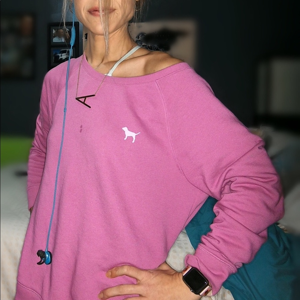PINK open backed legging sweatshirt NOT FOR SALE.